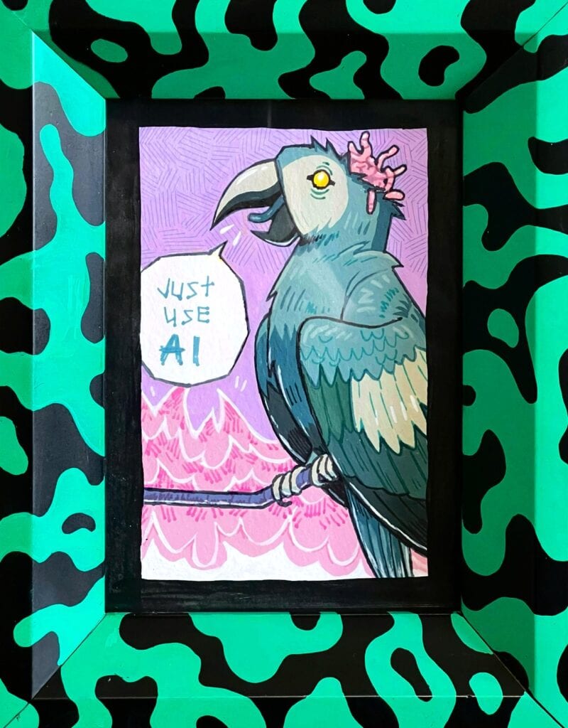 Caged Thinker (Acrylic on Paper)